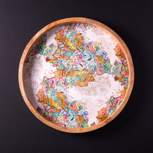 Plateau rond en bois de manguier Multicolor XL - ByRoom Scandinavian Living