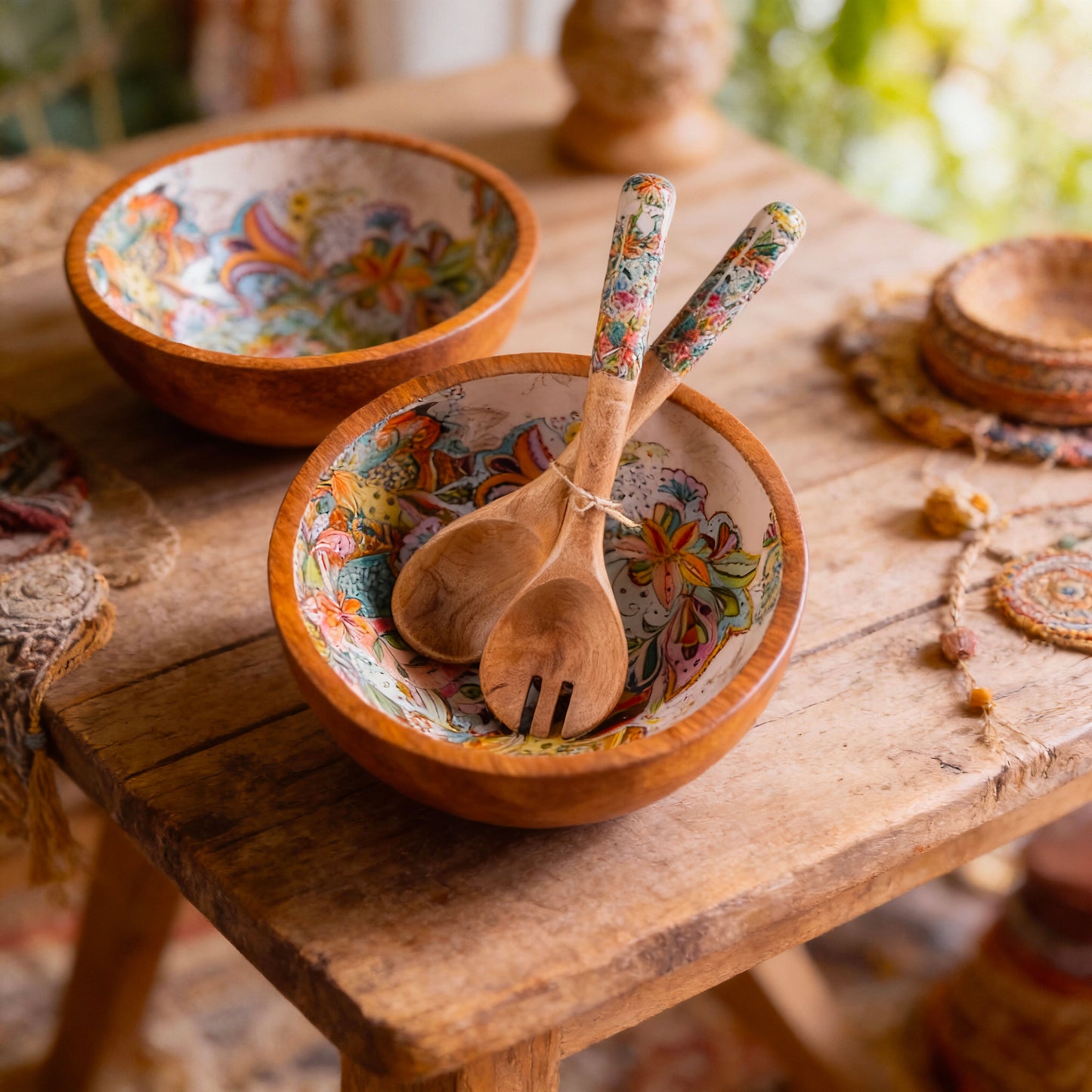 Couverts à salade Multicolor en bois de manguier – ByRoom Scandinavian Living