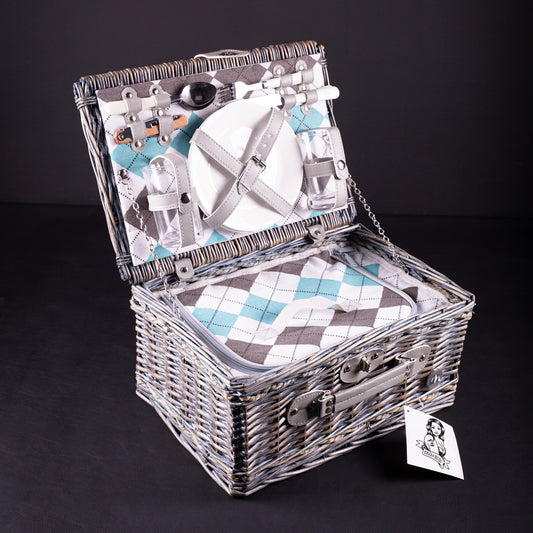 Panier de pique-nique STRESA motif argyle pour 2 personnes
